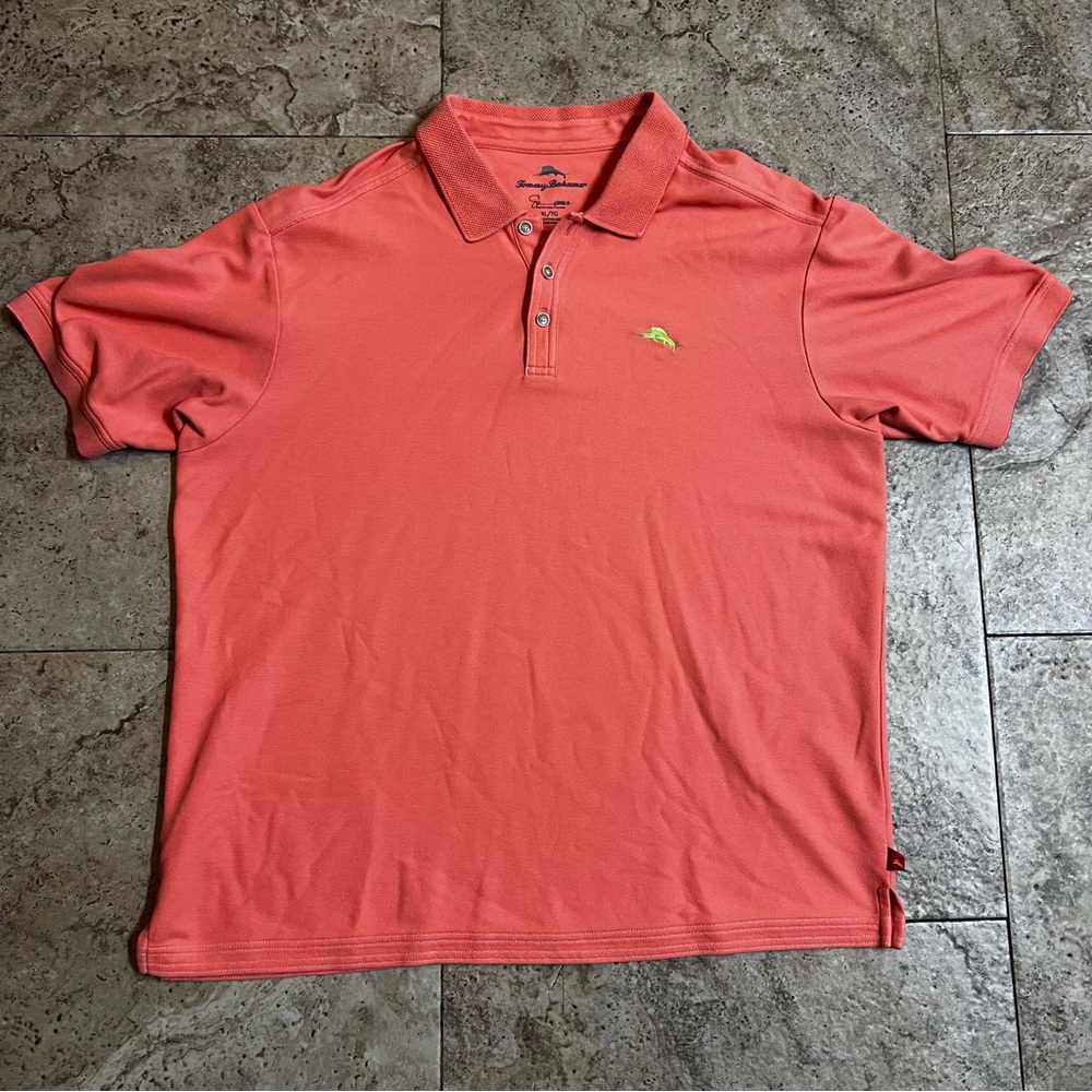 Tommy Bahama Men's Supima Polo Shirt Size XL Short Sleeve Coral/Salmon